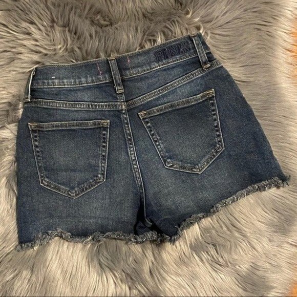 Victoria’s Secret PINK Frayed Denim Shorts Sz 2 - Picture 3 of 4